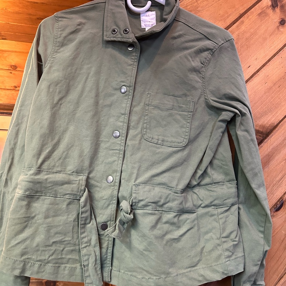 LC Lauren Conrad Olive Button-Up Jacket